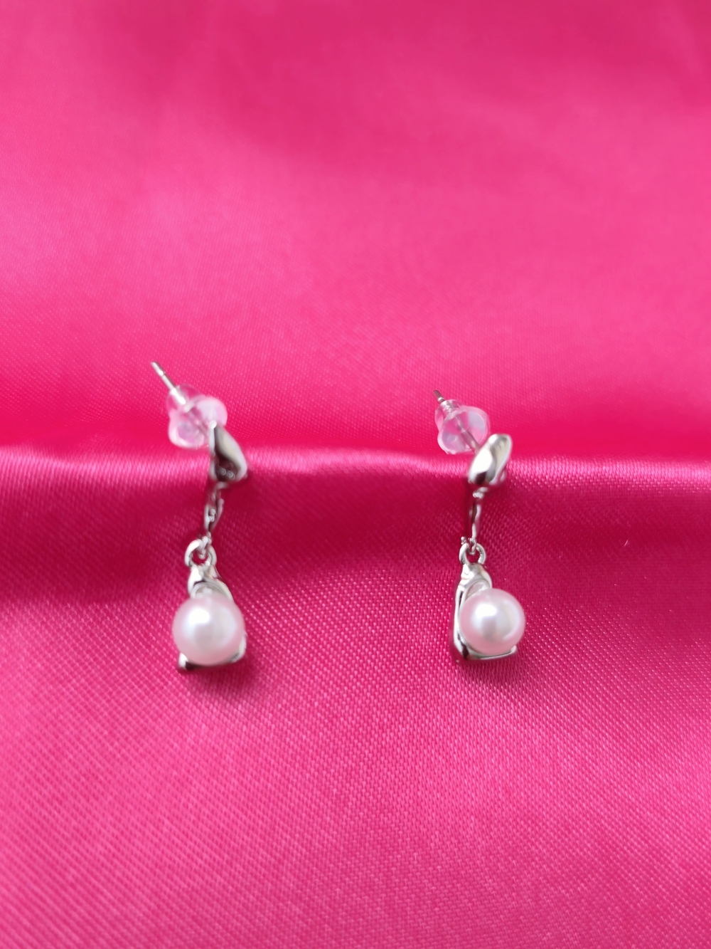 Pearl Drop‎ Stud Earrings - 925 Silver